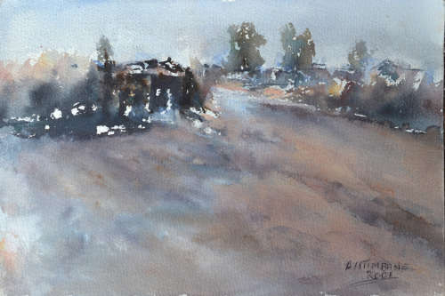 Alphen Ntimbane - watercolours  Size 315 x 210mm Township scene