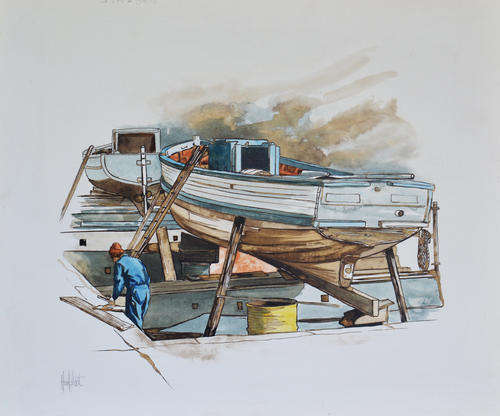 Ted Hoefsloot - Titled-  Kalk Bay- Mixed Media - Great Investment art