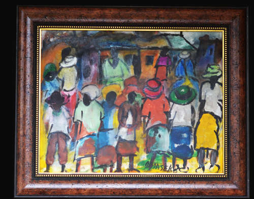 Joe Maseko - Large Oils on board 48 x 60 cm - Investment Art