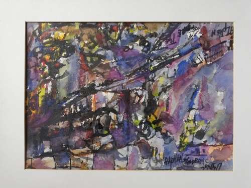 Abstract Towship scene. Watercolour original by Alphen Ntimbane