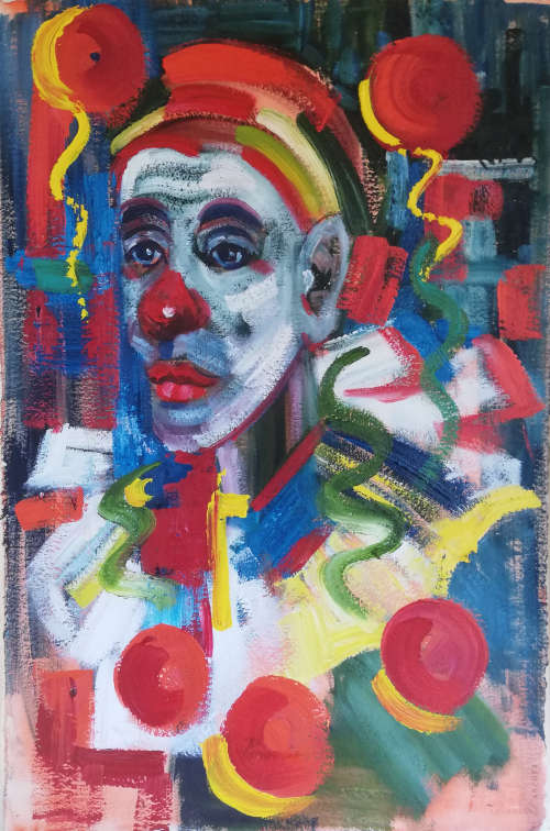 Original clown portrait by Petra Stiglingh