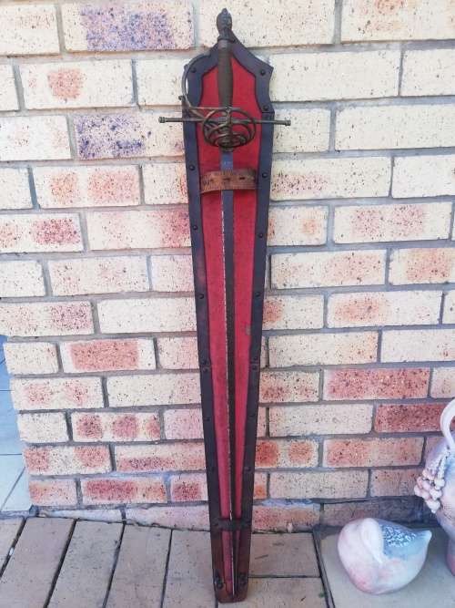 Replica Spanish sword with wall hanging