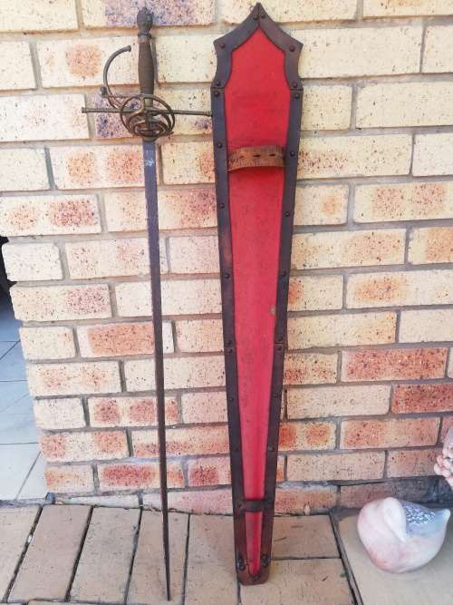 Replica Spanish sword with wall hanging