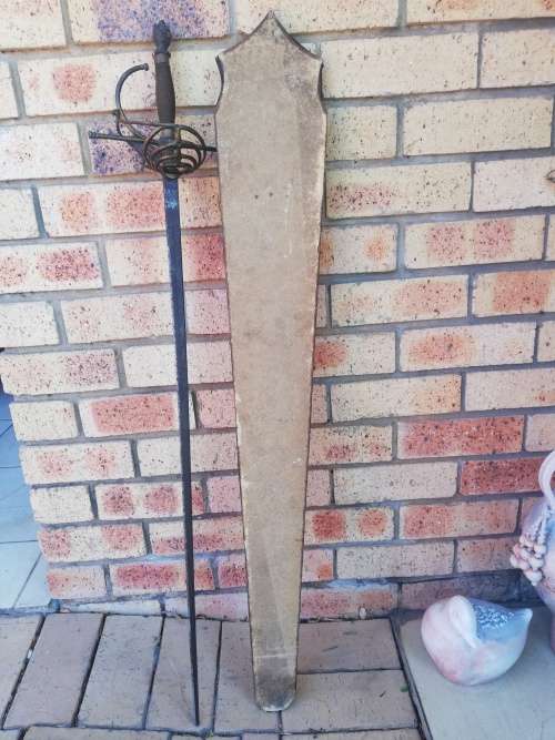 Replica Spanish sword with wall hanging
