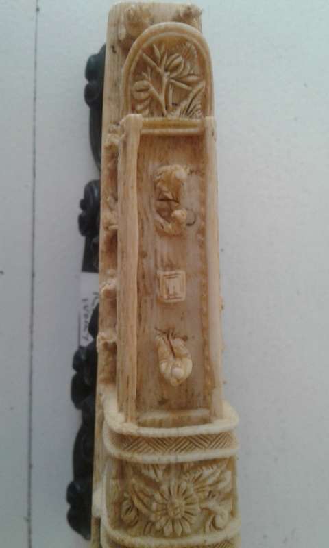 Ivory China Boat on Ebony Stand