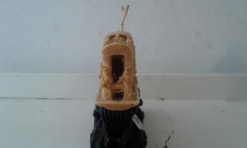 Ivory China Boat on Ebony Stand