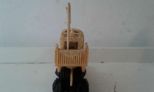 Ivory China Boat on Ebony Stand