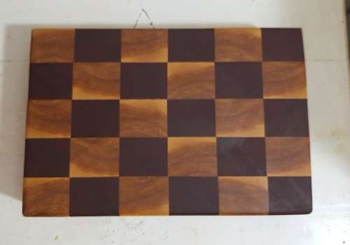 Cutting board made of mahogany and ashwood