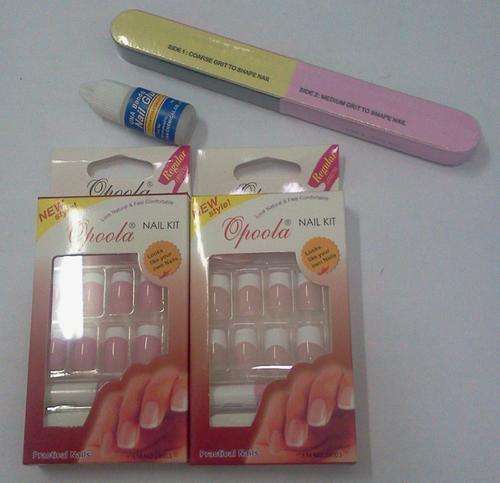 2 Opoola Natural Nails with glue & Free 7 Way Nail Buffer
