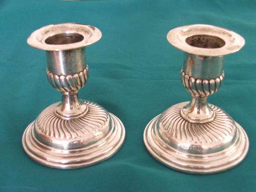 PAIR OF VINTAGE SILVER CANDLE HOLDERS