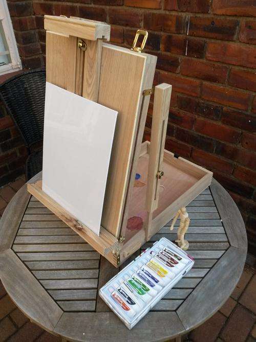 Table-top Foldable Painting Easel with Paint and Chalk