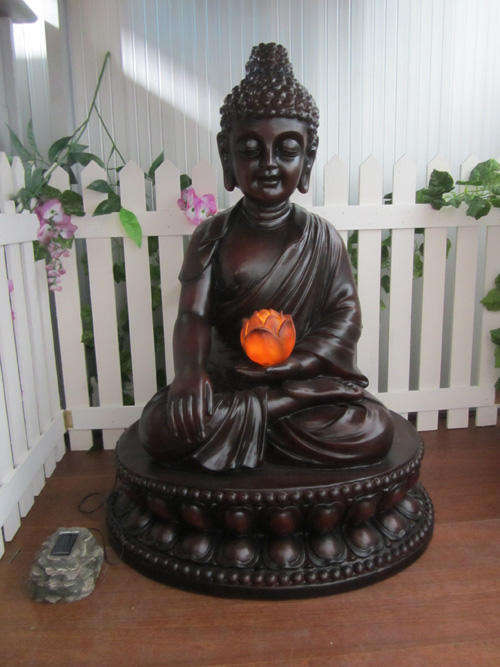 Solar Powered Buddha With Illuminating Lotus