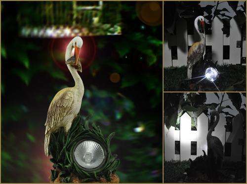Solar Garden Light Heron With Fish