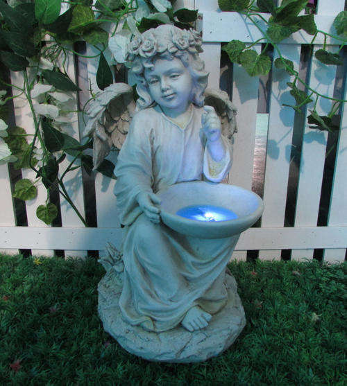 Solar Garden Angel Bird Bath