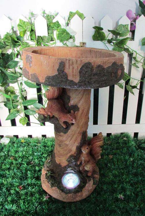 Solar Garden Bird Bath Squirrel