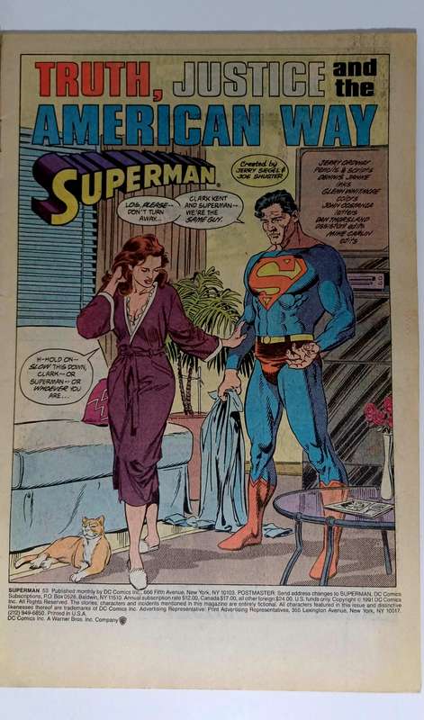 DC Comics Superman #53 -  "Truth, Justice, and the American Way"  Key Issue!