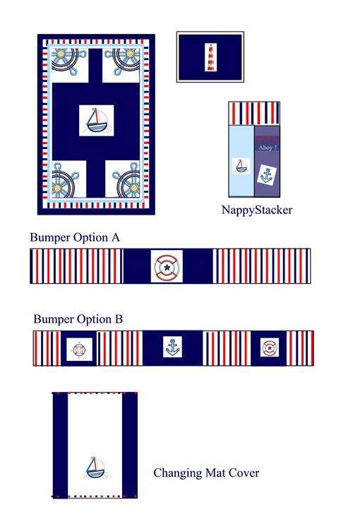 Appliqued Nautical Bedding Set - Reserved for Elaine