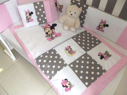 Embroidered Minnie Mouse 7 Piece Baby Bedding Set
