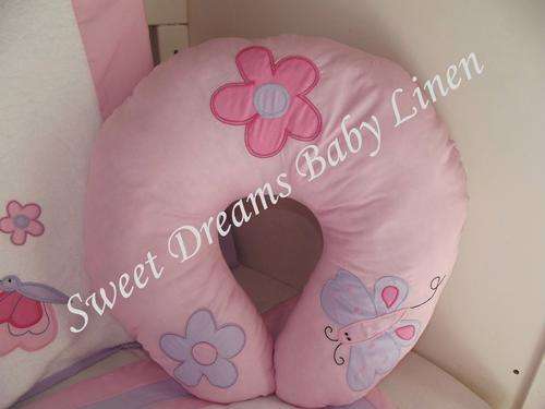 Flowers and Butterflies Appliqued Feeding Pillow