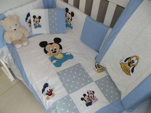 Emroidered Mickey Mouse 7 Piece Baby Bedding Set
