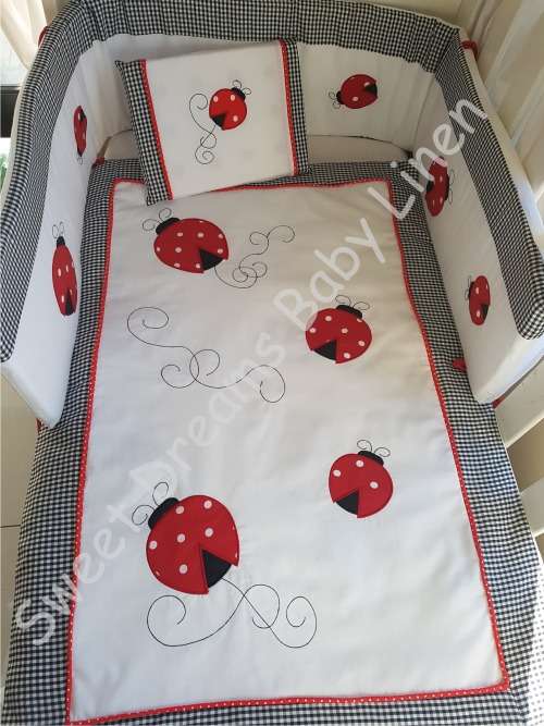 Embroidered Ladybird Baby Linen