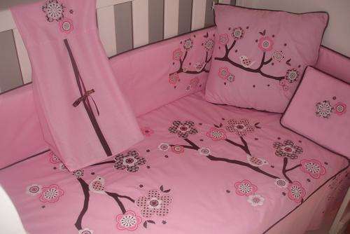 Appliqued Flowers 7 Piece Baby Bedding Set
