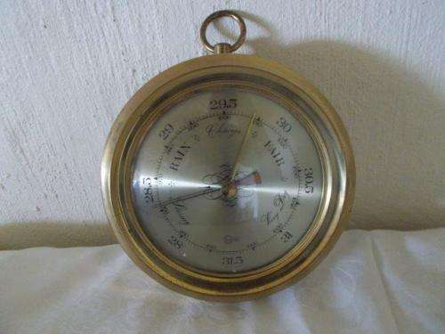 Round brass plated barometer