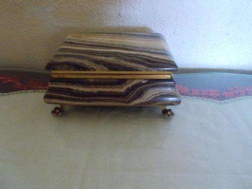 Stunning marble trinket box on brass feet