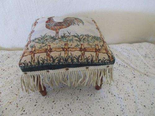 nice roaster tapestry foot stool on legs