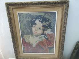 Stunning large framed red boy tapestry
