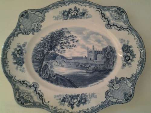 nice vintage blue and white johon brothers old castle scene meat platter