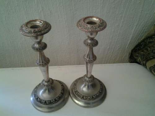 Nice tall pair of silver plated candle stick holders