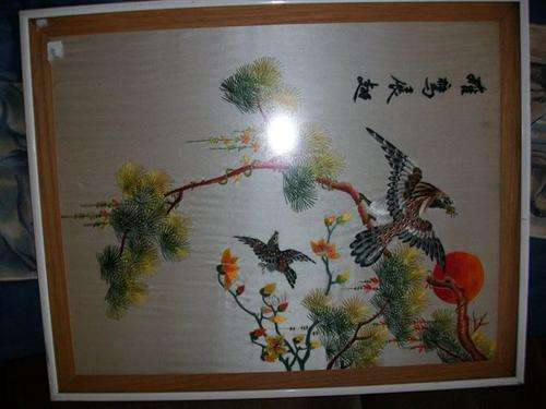 Lovely embroidered on silk chiense style birds picture