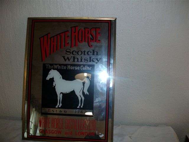 Lovely white horse Scotch whisky bar mirror