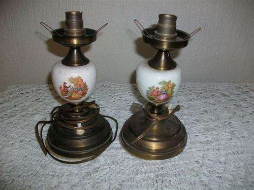 Lovely pair of ceramic romatic scene lamps