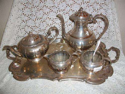 Stunning sliver plated over copper complete vintage tea set