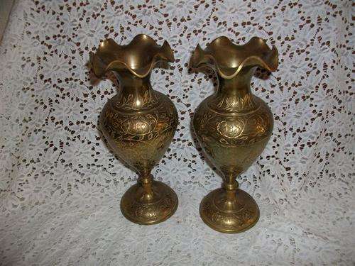 Lovely pair of brass vases