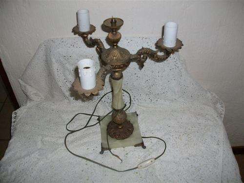 Stunning large marble and brass three arm lighting holder (no2)