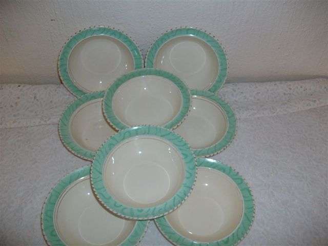 Set of eight 1930s art deco burleigh ware pudding bowls