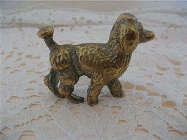 Small brass french poodle dog