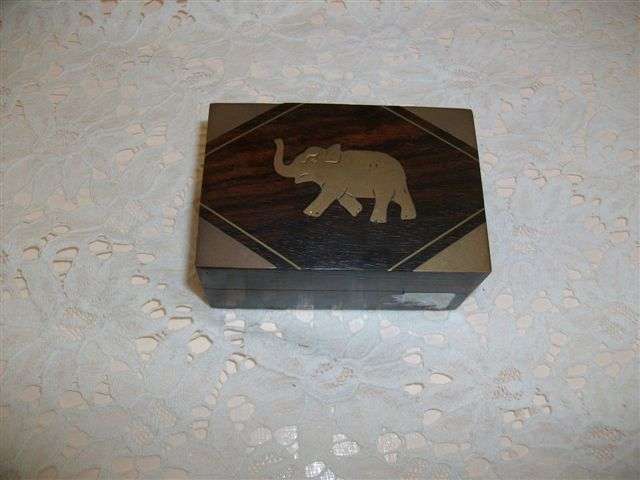 Small wooden and brass trinket/pill box