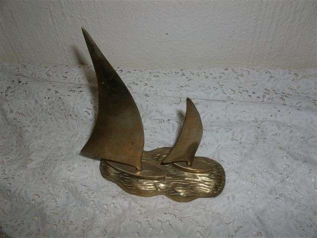 soild brass sail boat