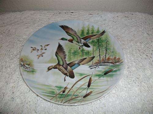 Imari flying ducks large wall plate