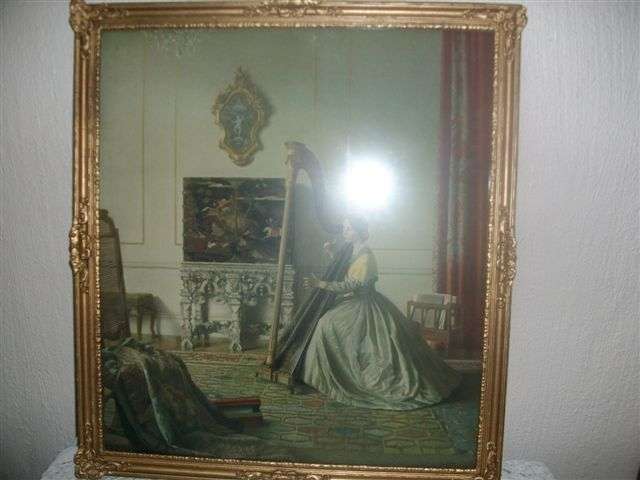Stunning ornate frame with vintage Victorian scene print behind glass