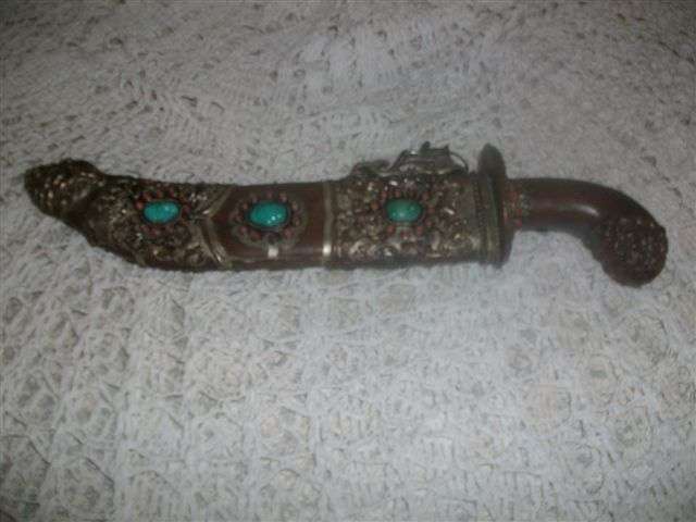 Ornate with blue stones knife/ letter opener...?? in sheath