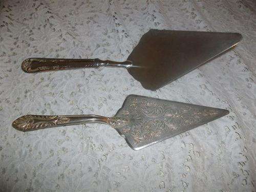 Two lovely vintage sliver plated cake lifters
