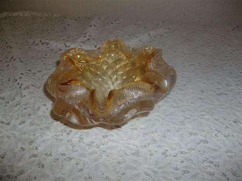 Lovely vintage light orange murano ashtray/bowl