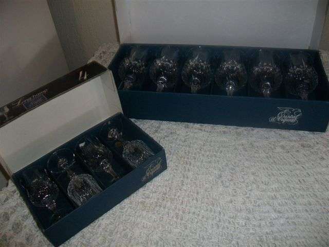 Set of ten boxed crystal glasses