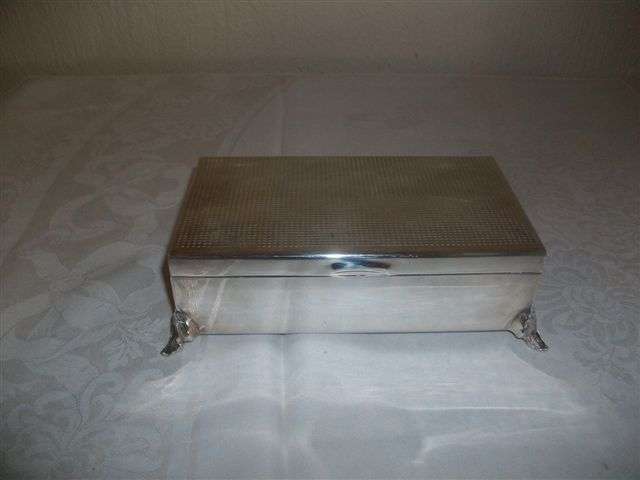 lovely vintage sliver plated card box on feet
