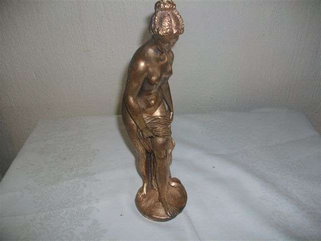 Large golden coated over resin..? naked lady figurine